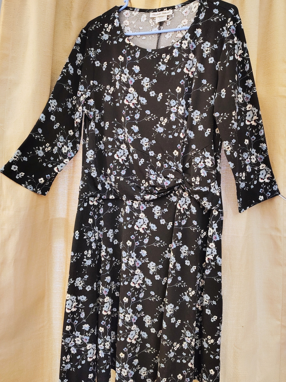 Elisabeth Williams Black Floral Dress with Light Blue & White Accents